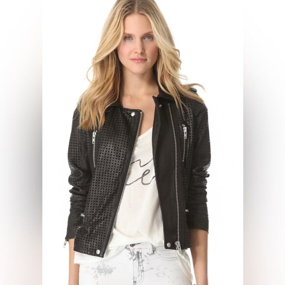 Iro caelie black lamb leather biker jacket size 6 US women